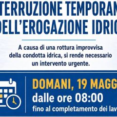 Adrano. Guasto improvviso nella condotta. Martedì 19 maggio 2026 interruzione erogazione idrica