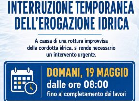Adrano. Guasto improvviso nella condotta. Martedì 19 maggio 2026 interruzione erogazione idrica
