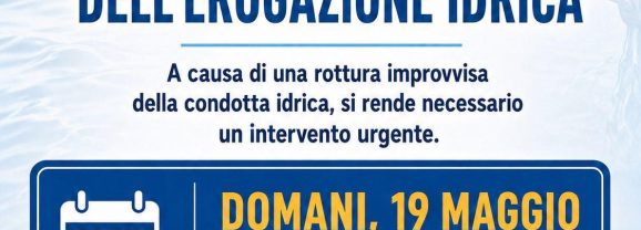 Adrano. Guasto improvviso nella condotta. Martedì 19 maggio 2026 interruzione erogazione idrica